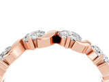 Rose gold Five-Stone Round Moissanite Wave Band with Shared Prong Setting_10
