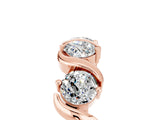 Rose gold Five-Stone Round Moissanite Wave Band with Shared Prong Setting_11