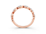 Rose gold Five-Stone Round Moissanite Wave Band with Shared Prong Setting_9