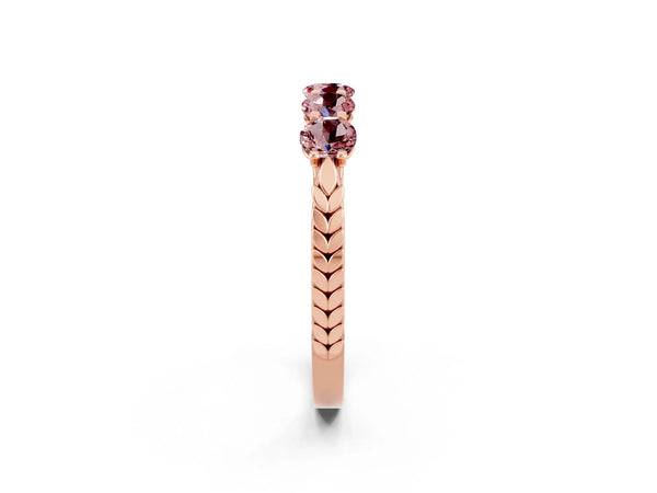Rose gold Five-Stone Round Morganite Prong-Set Band
