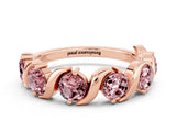 Rose gold Five-Stone Round Morganite Wave Band with Shared Prong Setting_6