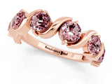Rose gold Five-Stone Round Morganite Wave Band with Shared Prong Setting_7