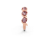Rose gold Five-Stone Round Morganite Wave Band with Shared Prong Setting_8