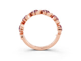 Rose gold Five-Stone Round Morganite Wave Band with Shared Prong Setting_9