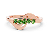 Rose gold Five-Stone Round Peridot Crossover Band with Prong Setting_18