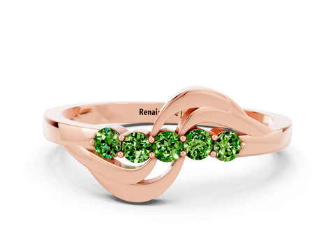 Rose gold Five-Stone Round Peridot Crossover Band with Prong Setting_18