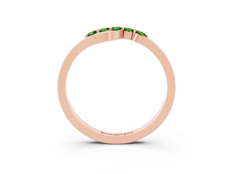 Rose gold Five-Stone Round Peridot Crossover Band with Prong Setting_21