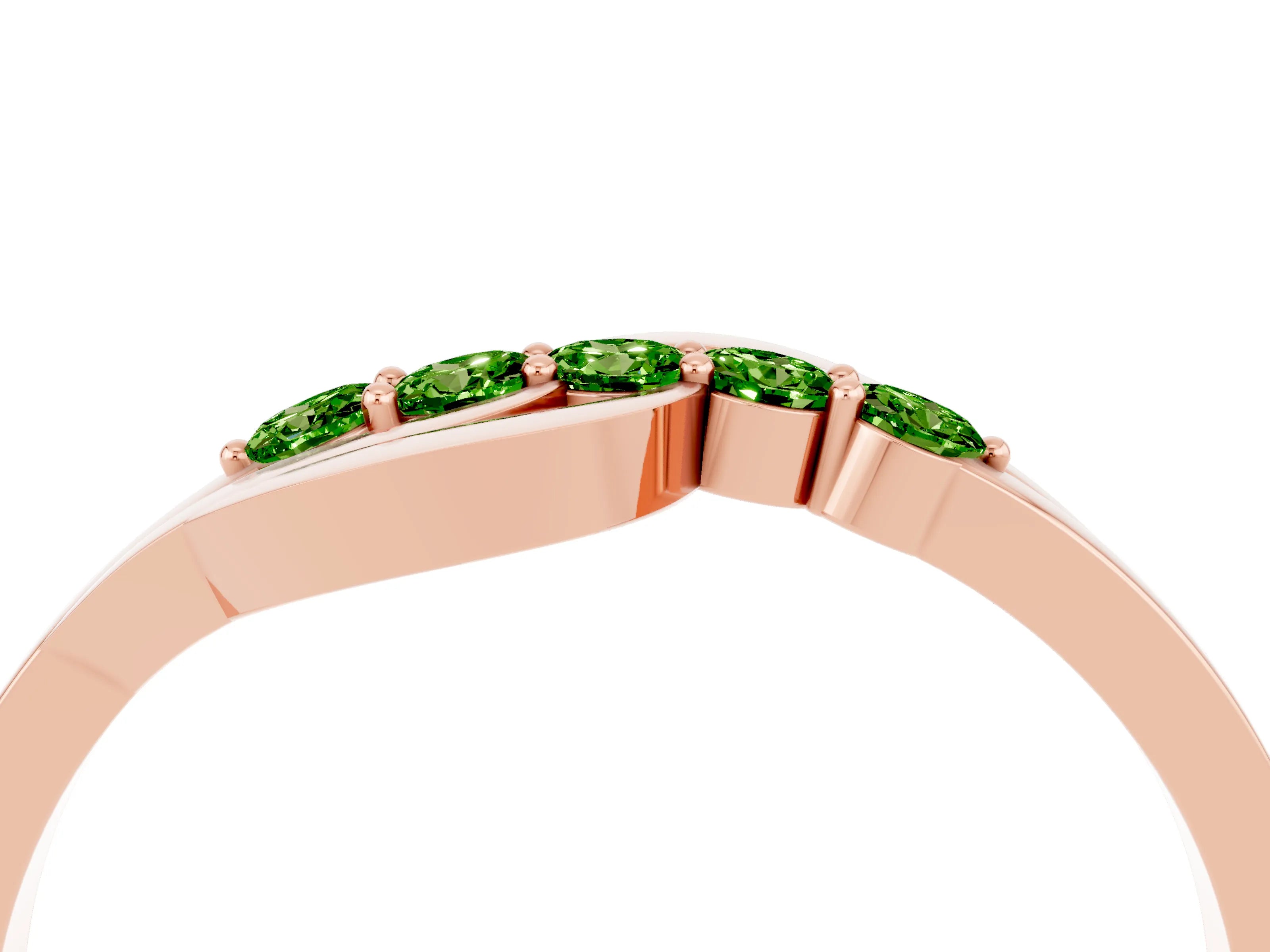 Rose gold Five-Stone Round Peridot Crossover Band with Prong Setting_22