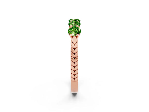 Rose gold Five-Stone Round Peridot Prong-Set Band