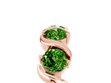Rose gold Five-Stone Round Peridot Wave Band with Shared Prong Setting_11