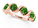 Rose gold Five-Stone Round Peridot Wave Band with Shared Prong Setting_7