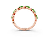 Rose gold Five-Stone Round Peridot Wave Band with Shared Prong Setting_9