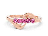Rose gold Five-Stone Round Pink Sapphire Crossover Band with Prong Setting_18