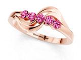 Rose gold Five-Stone Round Pink Sapphire Crossover Band with Prong Setting_19