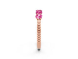 Rose gold Five-Stone Round Pink Sapphire Prong-Set Band_20