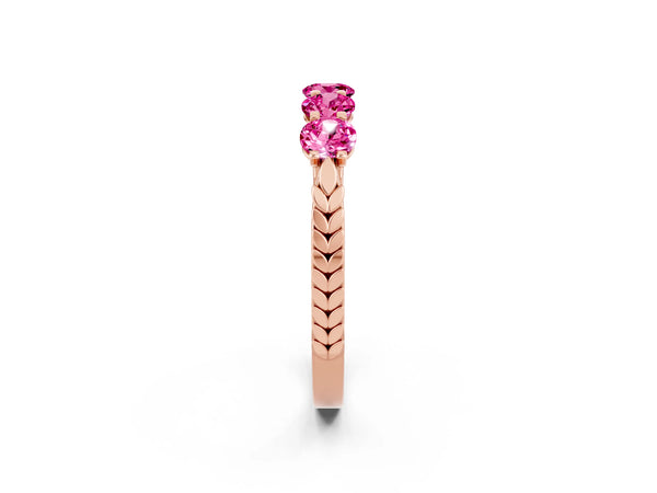 Rose gold Five-Stone Round Pink Sapphire Prong-Set Band