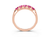 Rose gold Five-Stone Round Pink Sapphire Prong-Set Band_21