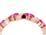 Rose gold Five-Stone Round Pink Sapphire Wave Band with Shared Prong Setting_10