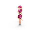 Rose gold Five-Stone Round Pink Sapphire Wave Band with Shared Prong Setting_8