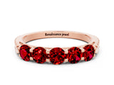 Rose gold Five-Stone Round Ruby Prong-Set Band_18