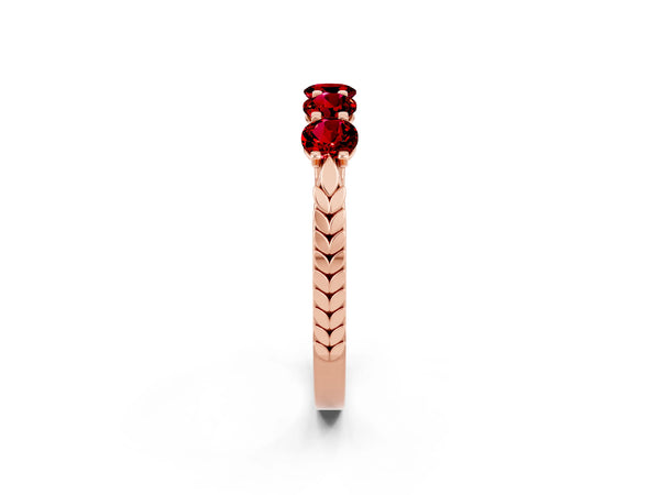Rose gold Five-Stone Round Ruby Prong-Set Band