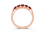 Rose gold Five-Stone Round Ruby Prong-Set Band_21