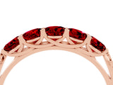 Rose gold Five-Stone Round Ruby Prong-Set Band_22