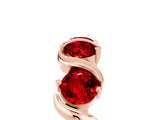 Rose gold Five-Stone Round Ruby Wave Band with Shared Prong Setting_11