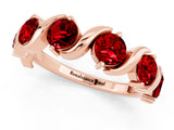 Rose gold Five-Stone Round Ruby Wave Band with Shared Prong Setting_7