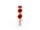Rose gold Five-Stone Round Ruby Wave Band with Shared Prong Setting_8