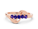 Rose gold Five-Stone Round Tanzanite Crossover Band with Prong Setting_18
