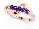 Rose gold Five-Stone Round Tanzanite Crossover Band with Prong Setting_19