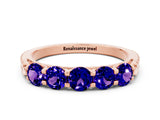 Rose gold Five-Stone Round Tanzanite Prong-Set Band_18