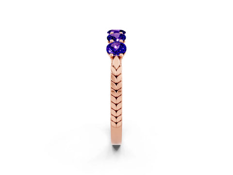 Rose gold Five-Stone Round Tanzanite Prong-Set Band_20