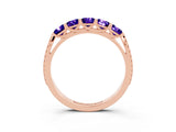 Rose gold Five-Stone Round Tanzanite Prong-Set Band_21