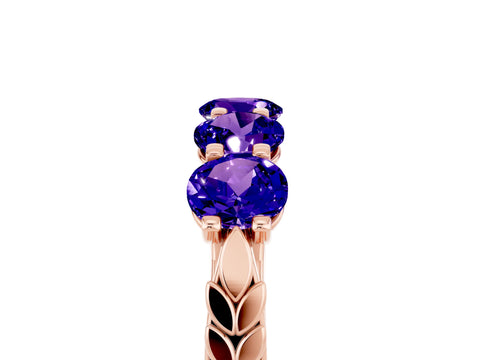 Rose gold Five-Stone Round Tanzanite Prong-Set Band_23