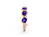 Rose gold Five-Stone Round Tanzanite Wave Band with Shared Prong Setting_8