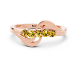 Rose gold Five-Stone Round Yellow Sapphire Crossover Band with Prong Setting_18