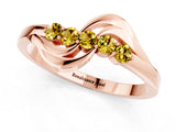 Rose gold Five-Stone Round Yellow Sapphire Crossover Band with Prong Setting_19