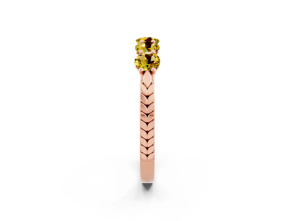 Rose gold Five-Stone Round Yellow Sapphire Prong-Set Band