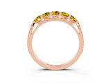 Rose gold Five-Stone Round Yellow Sapphire Prong-Set Band_21