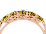 Rose gold Five-Stone Round Yellow Sapphire Prong-Set Band_22