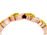Rose gold Five-Stone Round Yellow Sapphire Wave Band with Shared Prong Setting_10