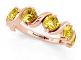 Rose gold Five-Stone Round Yellow Sapphire Wave Band with Shared Prong Setting_7