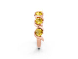 Rose gold Five-Stone Round Yellow Sapphire Wave Band with Shared Prong Setting_8