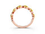 Rose gold Five-Stone Round Yellow Sapphire Wave Band with Shared Prong Setting_9