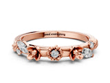 Rose gold Floral Diamond Band with Round and Marquise Stones, White Gold, Prong Setting_4