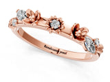 Rose gold Floral Diamond Band with Round and Marquise Stones, White Gold, Prong Setting_5