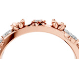 Rose gold Floral Diamond Band with Round and Marquise Stones, White Gold, Prong Setting_8