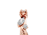 Rose gold Floral Diamond Band with Round and Marquise Stones, White Gold, Prong Setting_9